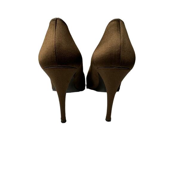 Richard Tyler Chocolate Brown Satin Stiletto Pumps Heels Made in Italy 7 Sparkly - Picture 4 of 8